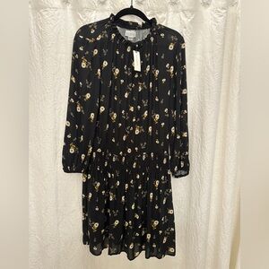 Anthropologie NWT black dress with drop waistband